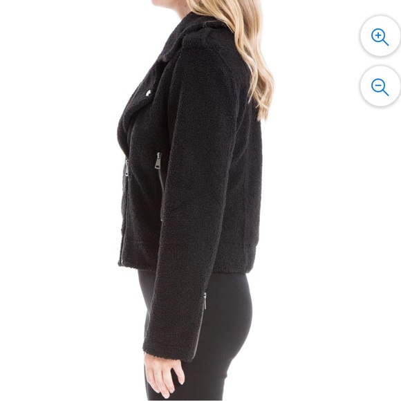 Max Studio Faux Shearling Moto Jacket - M - Picture 3 of 4